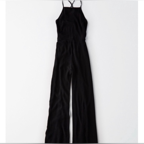 NWT American Eagle Don’t Ask Why High Neck Open Back Jumpsuit - Picture 3 of 10